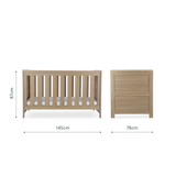 CuddleCo Burford 3 Piece Nursery Furniture Set with Cot Bed, Dresser & Wardrobe - Oak