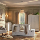 CuddleCo Beaumont 3 Piece Nursery Furniture Set with Cot Bed, Dresser & Wardrobe - White