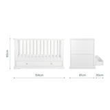 CuddleCo Beaumont 3 Piece Nursery Furniture Set with Cot Bed, Dresser & Wardrobe - White