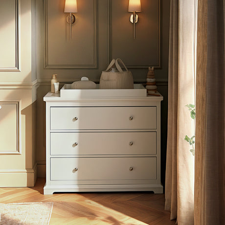 CuddleCo Beaumont 2 Piece Nursery Furniture Set with Cot Bed and Dresser - White