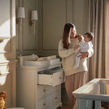 CuddleCo Beaumont Grand 3 Piece Nursery Furniture Set with Cot Bed, Dresser & Wardrobe - White