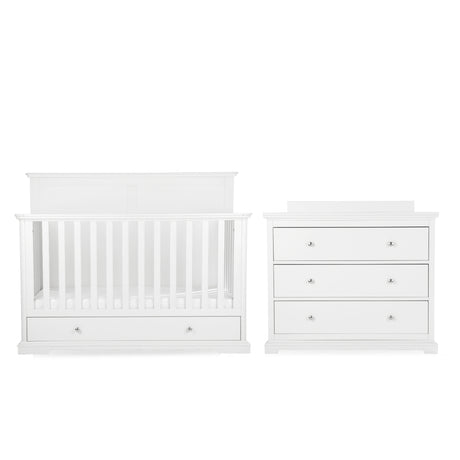 CuddleCo Beaumont Grand 2 Piece Nursery Furniture Set with Cot Bed and Dresser - White