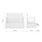 CuddleCo Beaumont Grand 3 Piece Nursery Furniture Set with Cot Bed, Dresser & Wardrobe - White