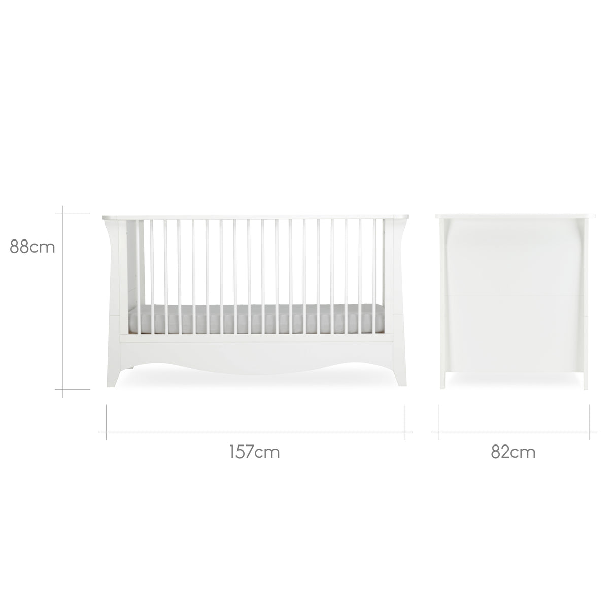 CuddleCo Clara 2 Piece Nursery Furniture Set with Cot Bed and Dresser - White