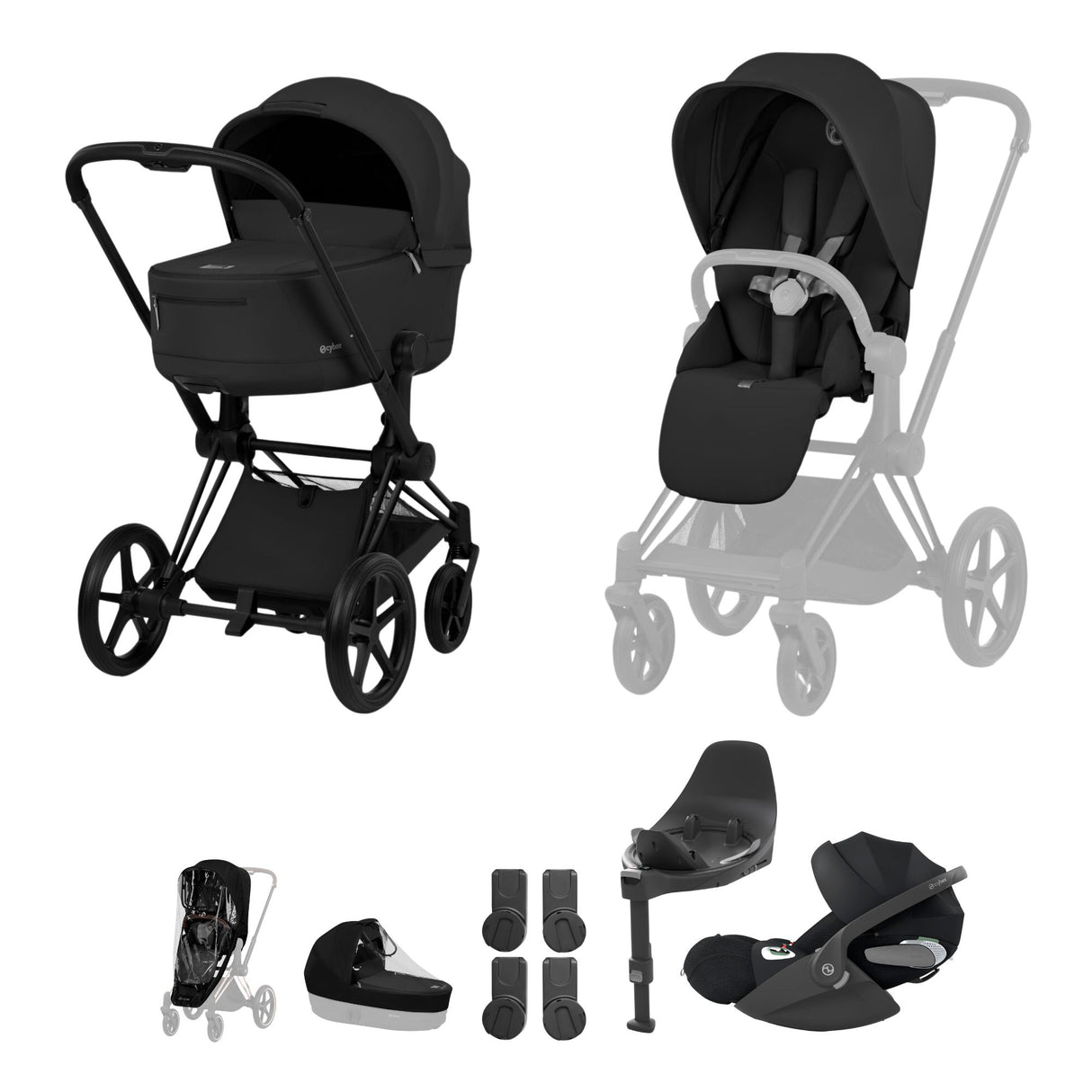 Cybex Priam 2026 Ultimate Bundle with Cloud T & ISOFIX Base - Matt Black / Sepia Black