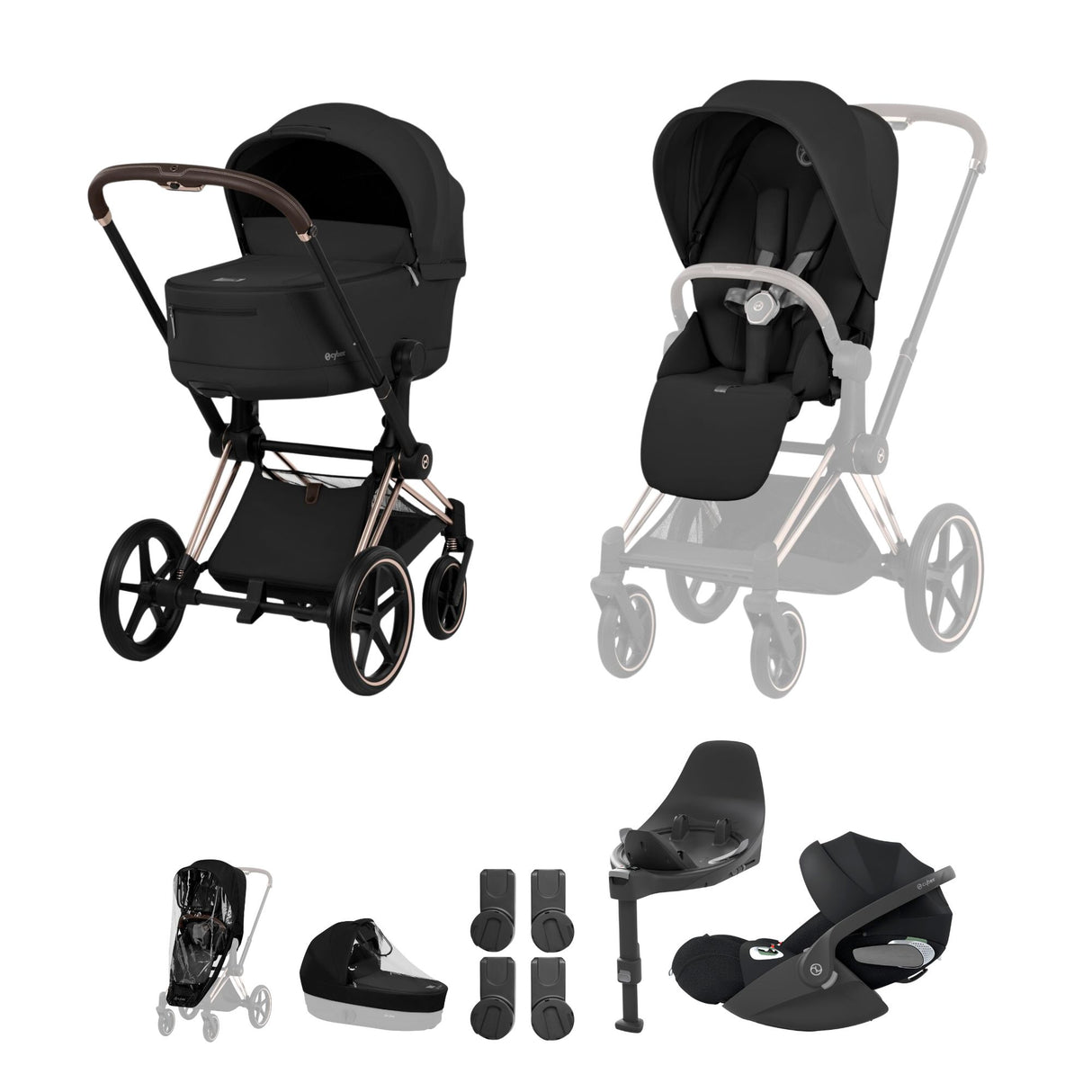 Cybex Priam 2026 Ultimate Bundle with Cloud T & ISOFIX Base - Rose Gold / Sepia Black
