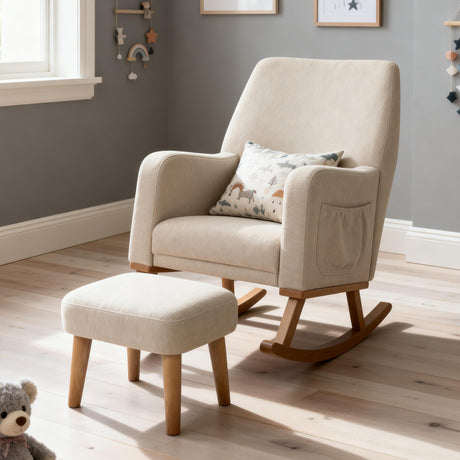Babymore Callie Nursing Chair with Foot Stool - Oatmeal