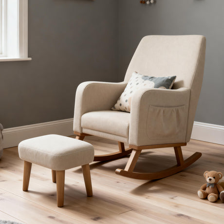 Babymore Callie Nursing Chair with Foot Stool - Oatmeal