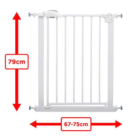 Callowesse Narrow Baby & Toddler Pressure Fit Door & Stair Safety Gate | 67-75cm x H79cm - White