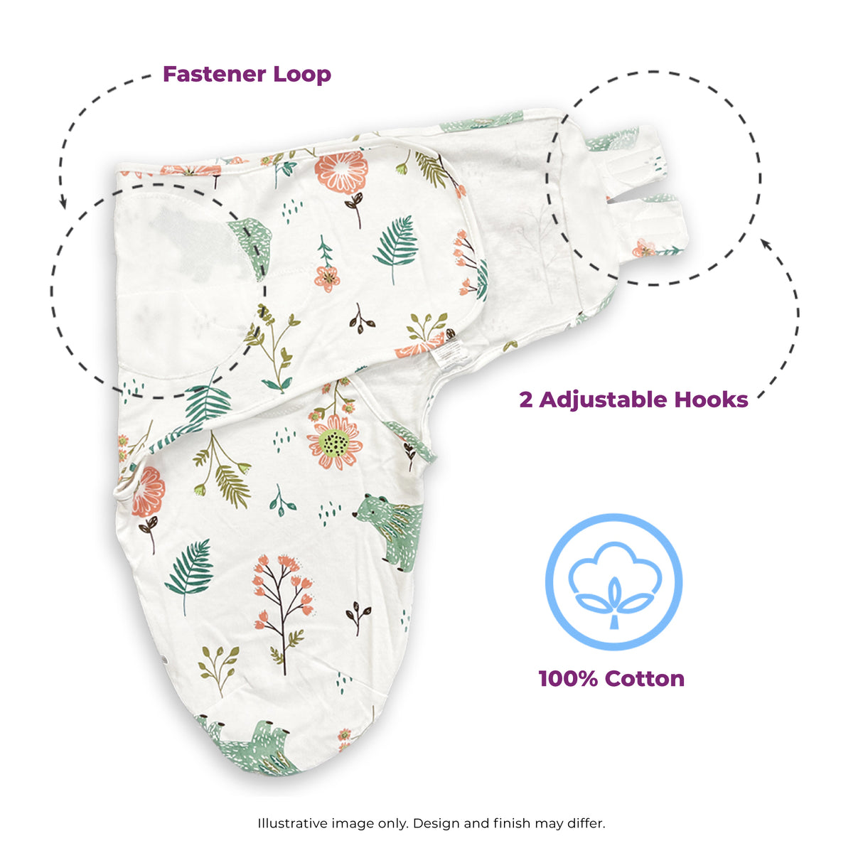 Callowesse Newborn Baby Swaddle 0-3 Months 0.5 TOG - Exotic Kingdom
