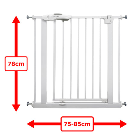 Callowesse Shiba Easy Close Baby & Toddler Pressure Fit Door & Stair Safety Gate | 75-85cm x H78cm - White