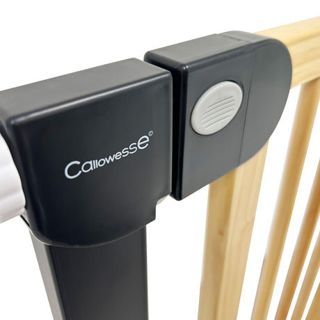 Callowesse Wood & Metal Pressure Fit Baby & Toddler Door & Stair Safety Gate | 76-83cm x H77cm - Black