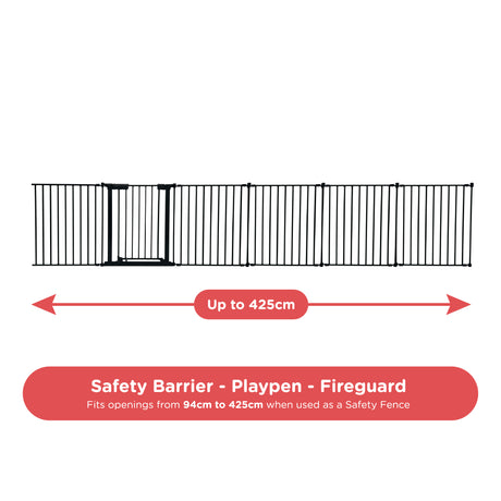 Callowesse XL Extendable Hexagonal Playpen, Fireguard and Room Divider - Black
