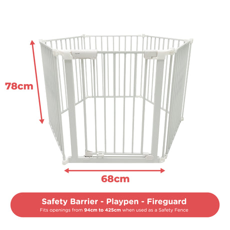 Callowesse XL Extendable Hexagonal Playpen, Fireguard and Room Divider - White