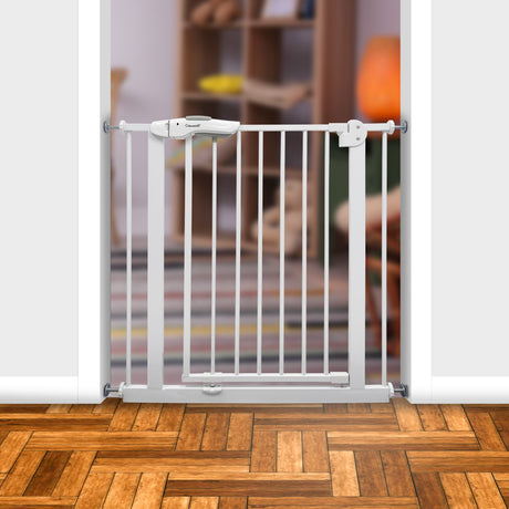 Callowesse Shiba Easy Close Baby & Toddler Pressure Fit Door & Stair Safety Gate | 75-85cm x H78cm - White