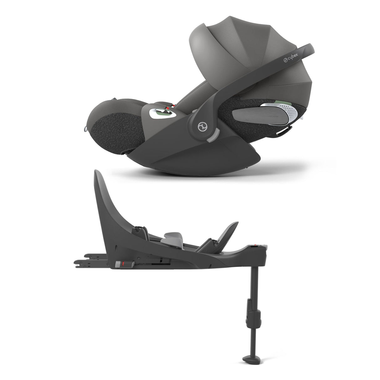 Cybex Priam Travel System with Accessories, Cloud T Car Seat & ISOFIX Base - Mirage Grey / Rose Gold Frame