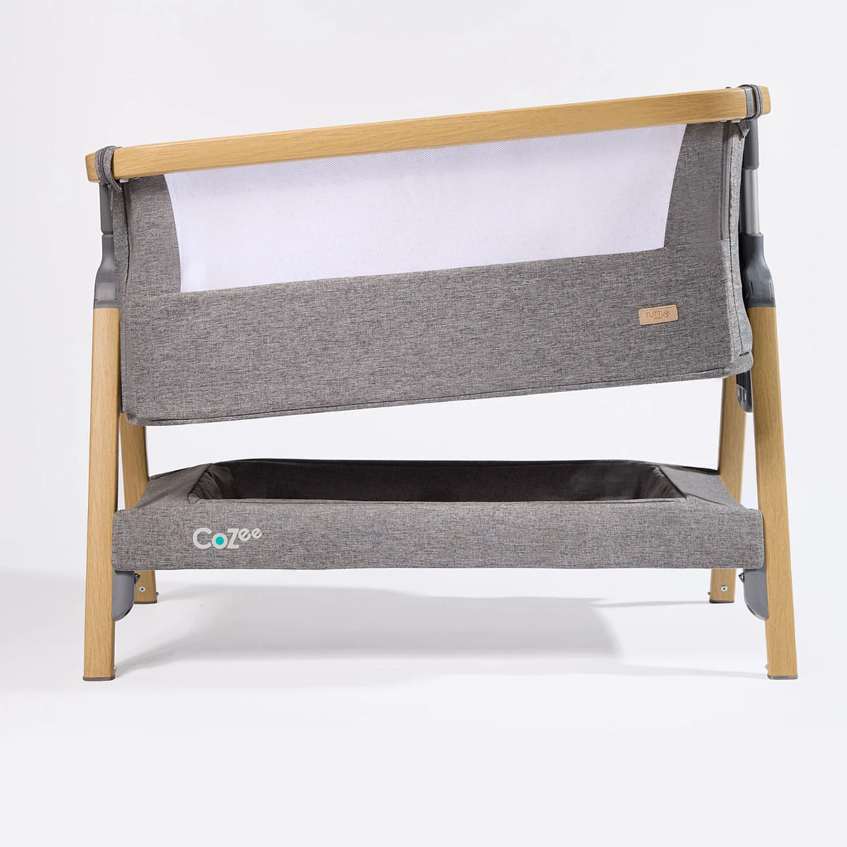Tutti Bambini Cozee Air Bedside Crib - Oak & Charcoal