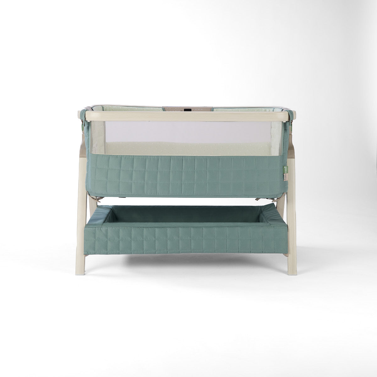 Tutti Bambini Cozee Sense Bedside Crib - White Wash & Kelp