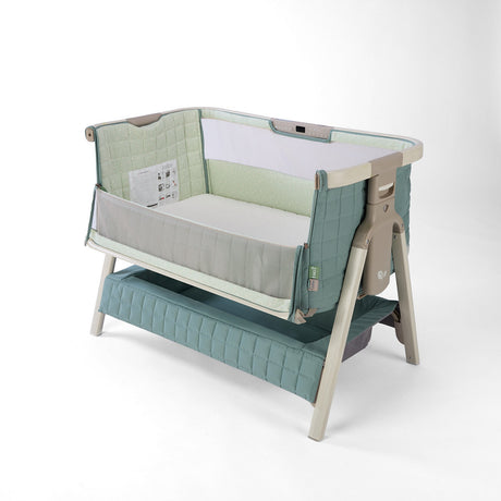 Tutti Bambini Cozee Sense Bedside Crib - White Wash & Kelp