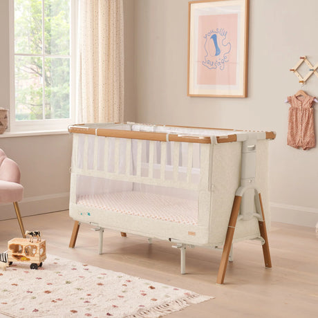 Tutti Bambini Cozee XL Bedside Crib & Cot - Scandinavian Walnut & Ecru
