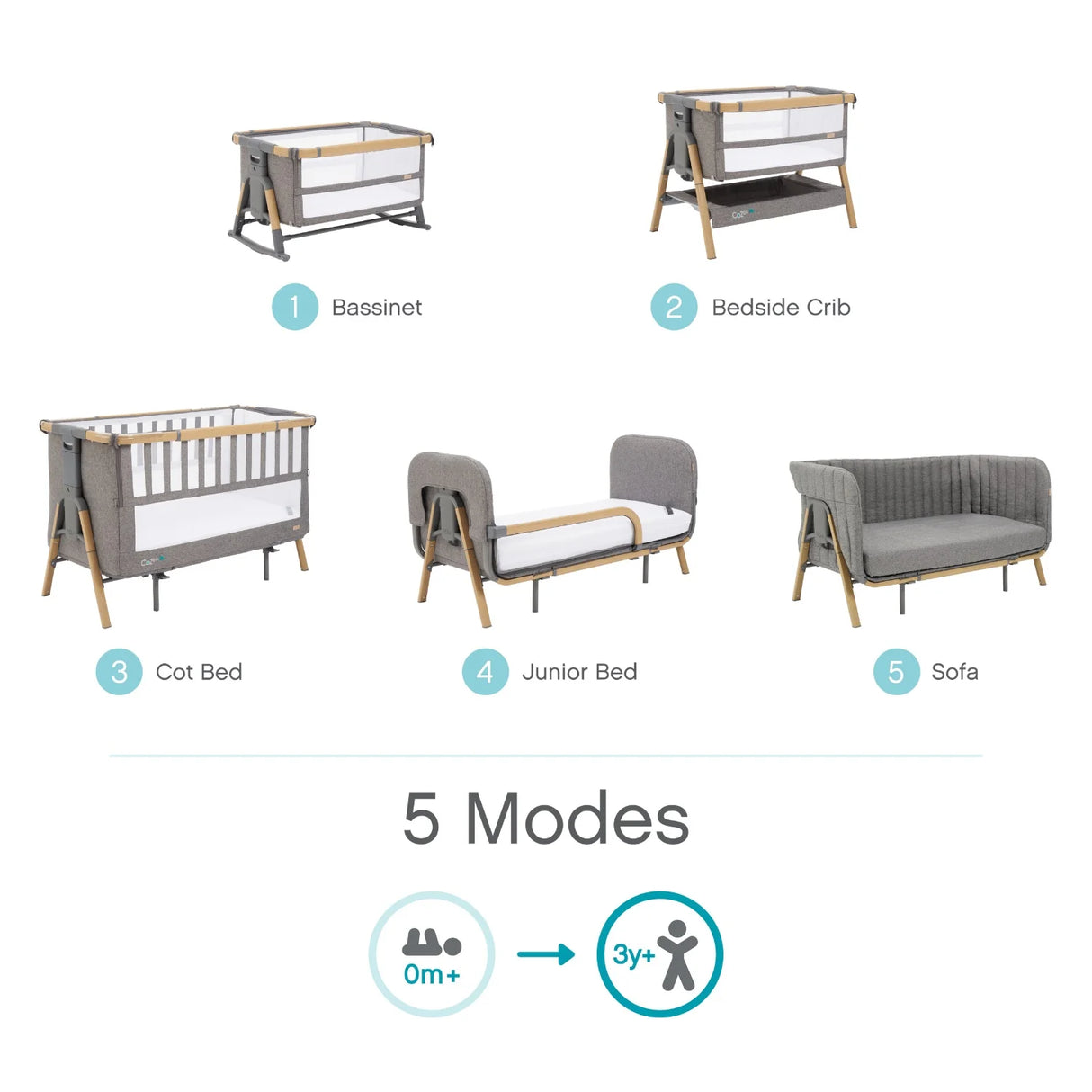 Tutti Bambini Cozee XL Junior Bed & Sofa Expansion Pack - Oak & Charcoal