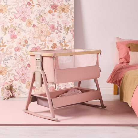 Tutti Bambini Cozee Air 2 Bedside Crib - Drifted Oak & Blush