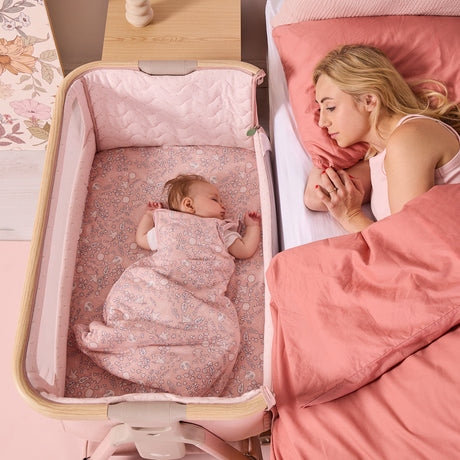 Tutti Bambini Cozee Air 2 Bedside Crib - Drifted Oak & Blush