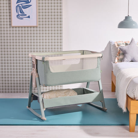 Tutti BambiniCozee Air 2 Bedside Crib - Whitewash & Kelp