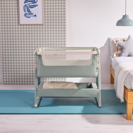 Tutti BambiniCozee Air 2 Bedside Crib - Whitewash & Kelp