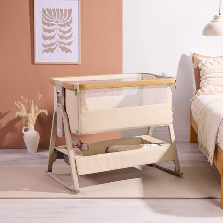 Tutti BambiniCozee Air 2 Bedside Crib - Toasted Oak & Sand
