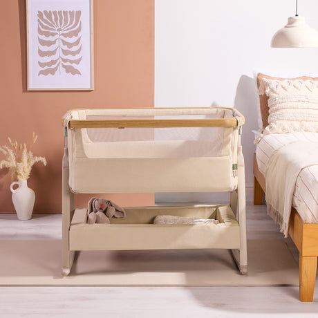 Tutti BambiniCozee Air 2 Bedside Crib - Toasted Oak & Sand