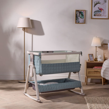 Tutti Bambini Cozee Sense Bedside Crib - White Wash & Kelp