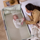 Tutti Bambini Cozee Sense Bedside Crib - White Wash & Kelp