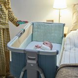 Tutti Bambini Cozee Sense Bedside Crib - White Wash & Kelp