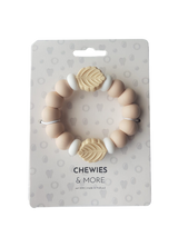 Chewies Silicone Leaf Teething Bangle - Pale Pink/Beige