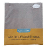Callowesse Cotton Cot Bed Fitted Sheets 70x140cm (2 Pack) - Grey