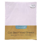 Callowesse Cotton Cot Bed Fitted Sheets 70x140cm (2 Pack) - Pink