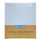 Callowesse Cotton Cot Bed Fitted Sheets 70x140cm (2 Pack) - Sky