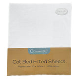 Callowesse Cotton Cot Bed Fitted Sheets 70x140cm (2 Pack) - White