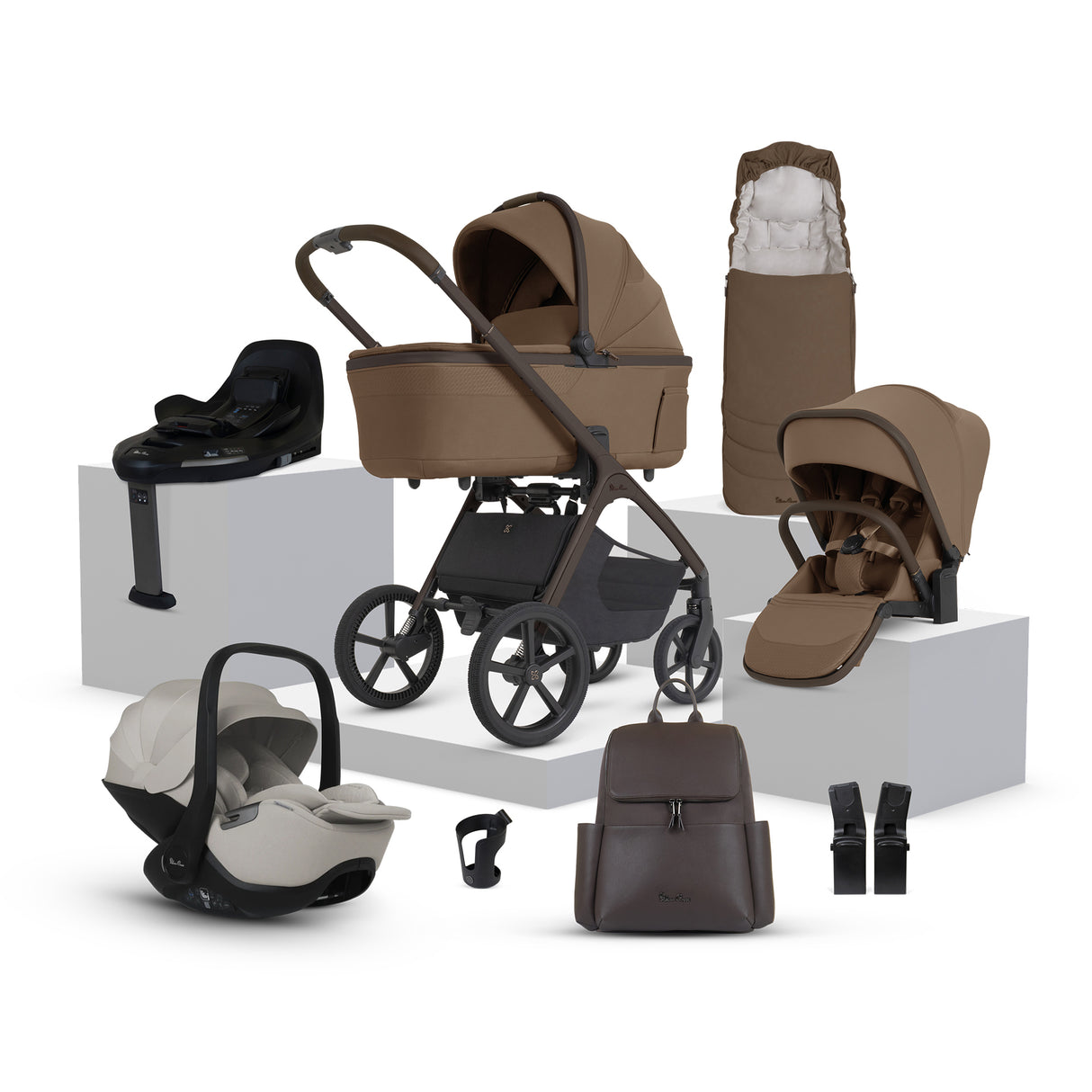 Silver Cross Cove 2 Ultimate Bundle with Glide Plus 360 Infant Car Seat and ISOFIX Base Plus - Maple