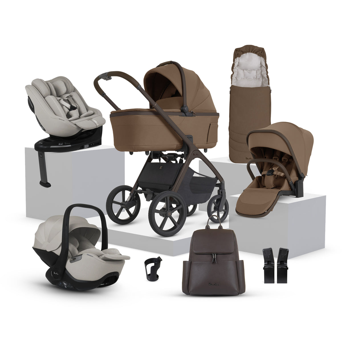Silver Cross Cove 2 Ultimate Family Bundle with Glide Car Seat, Approach Car Seat and Base Plus - Maple