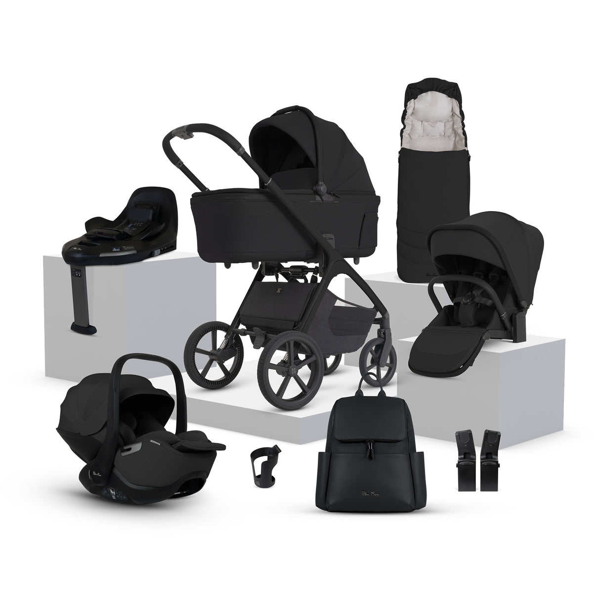 Silver Cross Cove 2 Ultimate Bundle with Glide Plus 360 Infant Car Seat and ISOFIX Base Plus - Onyx