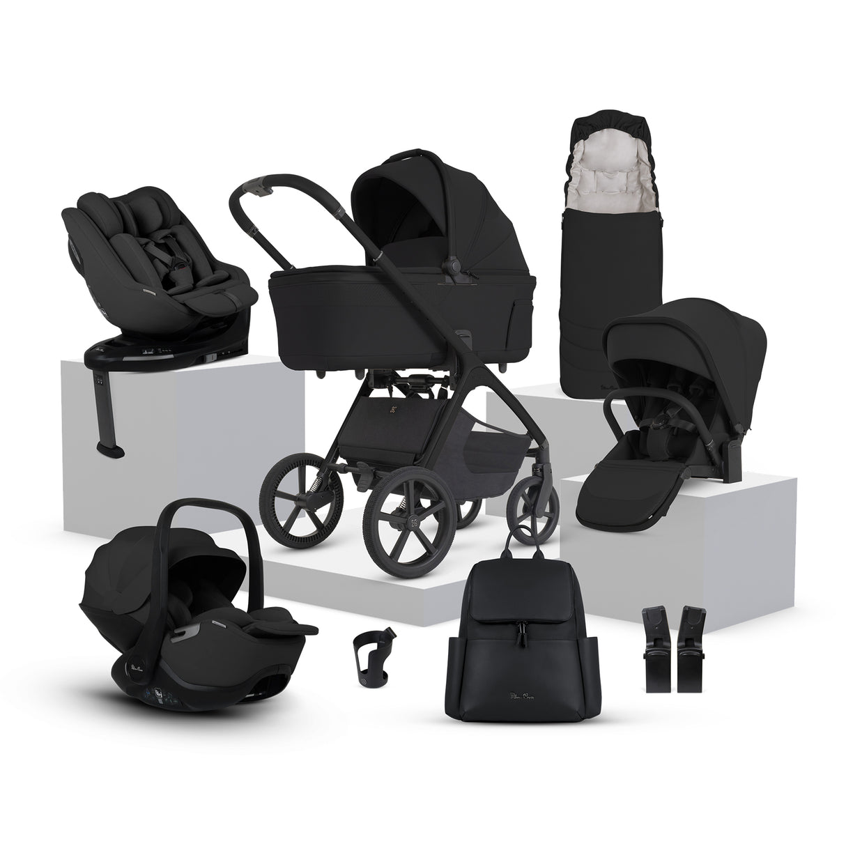 Silver Cross Cove 2 Ultimate Family Bundle with Glide Car Seat, Approach Car Seat and Base Plus - Onyx