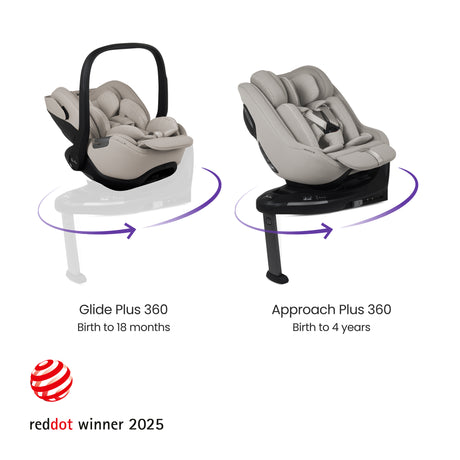 Silver Cross Cove Ultimate Family Travel System with Glide Plus 360, Approach Plus 360 Car Seat and ISOFIX Base - Maple