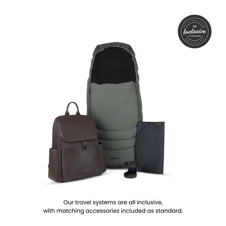 Silver Cross Cove Ultimate Family Travel System with Glide Plus 360, Approach Plus 360 Car Seat and ISOFIX Base - Pewter