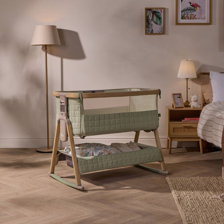 Tutti Bambini Cozee Sense Bedside Crib - Drifted Oak & Eucalyptus
