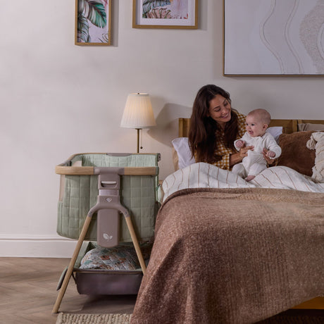 Tutti Bambini Cozee Sense Bedside Crib - Drifted Oak & Eucalyptus