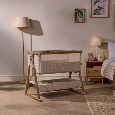 Tutti Bambini Cozee Sense Bedside Crib - Toasted Oak & Sand