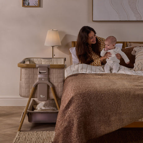 Tutti Bambini Cozee Sense Bedside Crib - Toasted Oak & Sand