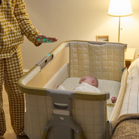 Tutti Bambini Cozee Sense Bedside Crib - Toasted Oak & Sand
